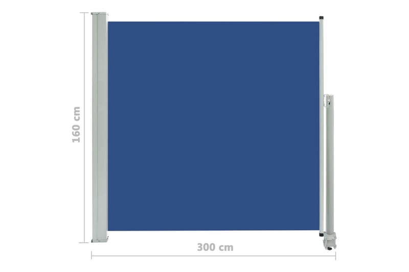 Sisäänvedettävä terassin sivumarkiisi 160x300 cm sininen - Sininen - Puutarhakalusteet - Aurinkosuoja - Markiisi
 - Parvekemarkiisi