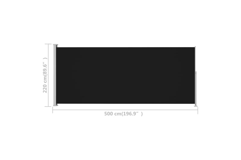 Sisäänvedettävä terassin sivumarkiisi 220x500 cm musta - Musta - Puutarhakalusteet - Aurinkosuoja - Markiisi
 - Parvekemarkiisi