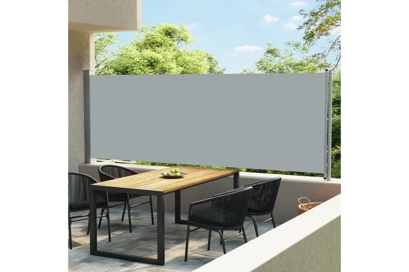 Sisäänvedettävä terassin sivumarkiisi 600x160 cm harmaa - Harmaa - Puutarhakalusteet - Aurinkosuoja - Markiisi
 - Parvekemarkiisi