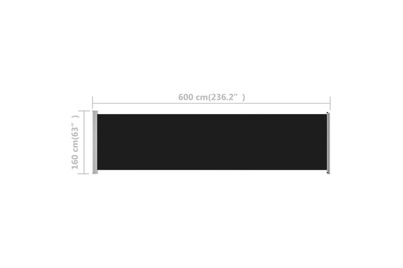 Sisäänvedettävä terassin sivumarkiisi 600x160 cm musta - Musta - Puutarhakalusteet - Aurinkosuoja - Markiisi
 - Parvekemarkiisi