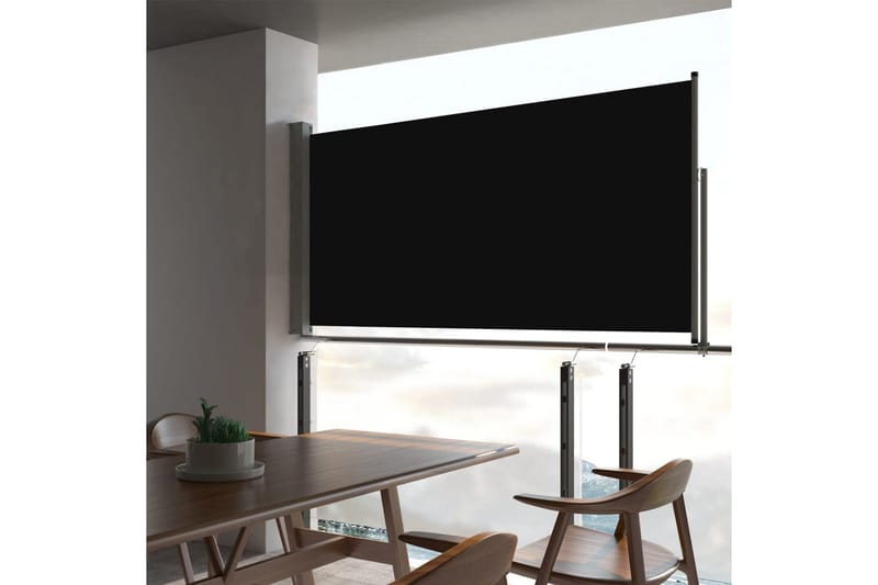 Sisäänvedettävä terassin sivumarkiisi 80x300 cm musta - Musta - Puutarhakalusteet - Aurinkosuoja - Markiisi
 - Parvekemarkiisi