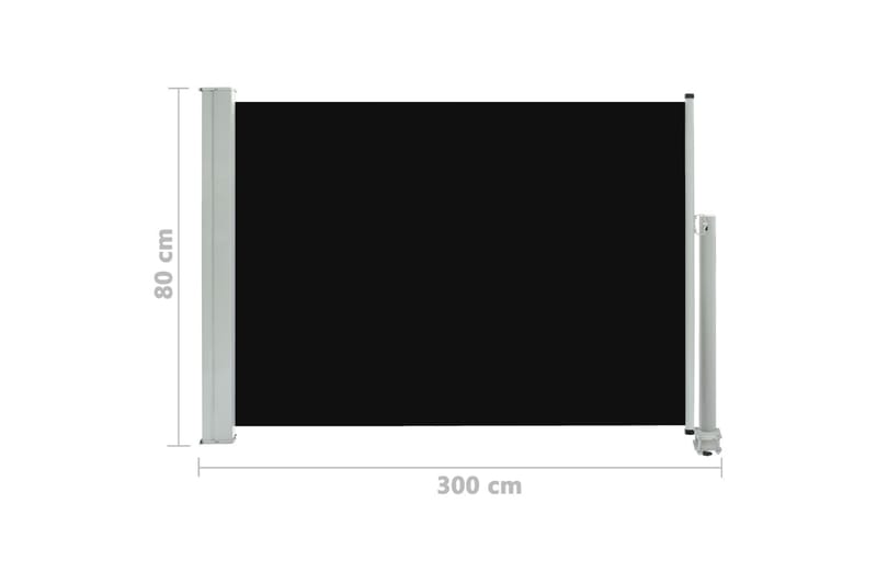 Sisäänvedettävä terassin sivumarkiisi 80x300 cm musta - Musta - Puutarhakalusteet - Aurinkosuoja - Markiisi
 - Parvekemarkiisi