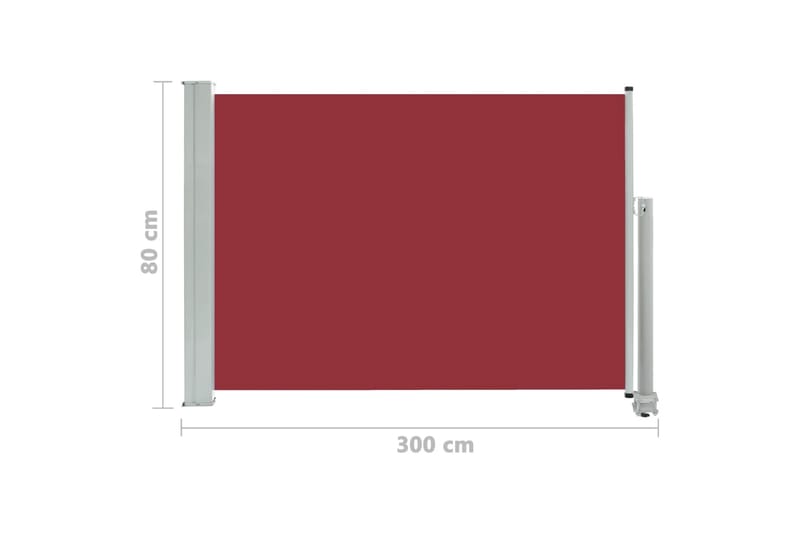 Sisäänvedettävä terassin sivumarkiisi 80x300 cm punainen - Punainen - Puutarhakalusteet - Aurinkosuoja - Markiisi
 - Parvekemarkiisi