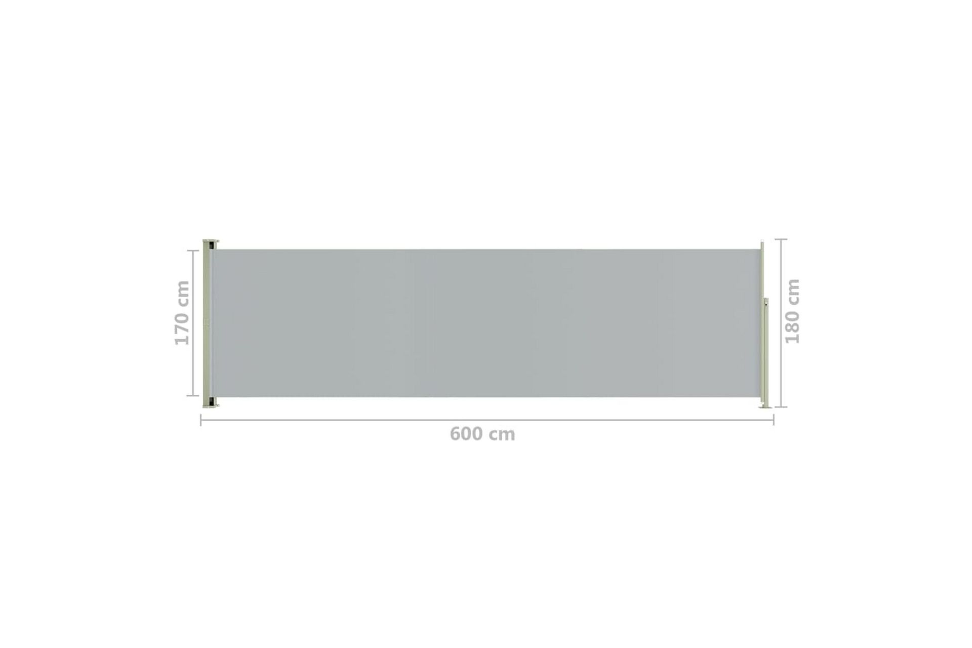 Terassin sisäänvedettävä sivumarkiisi 180x600 cm harmaa - Harmaa - Puutarhakalusteet - Aurinkosuoja - Markiisi
 - Parvekemarkiisi