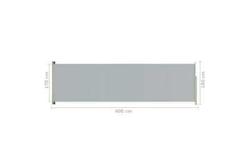 Terassin sisäänvedettävä sivumarkiisi 180x600 cm harmaa - Harmaa - Puutarhakalusteet - Aurinkosuoja - Markiisi
 - Parvekemarkiisi