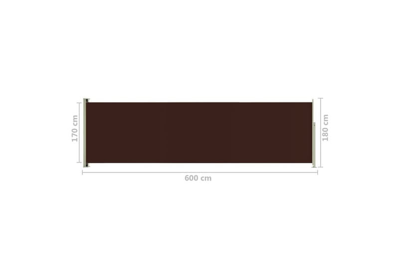Terassin sisäänvedettävä sivumarkiisi 180x600 cm ruskea - Ruskea - Puutarhakalusteet - Aurinkosuoja - Markiisi
 - Parvekemarkiisi