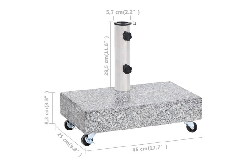 Päivänvarjon jalusta vaaleanharmaa 45x25x8,3 cm graniitti - Puutarhakalusteet - Aurinkosuoja - Aurinkovarjo