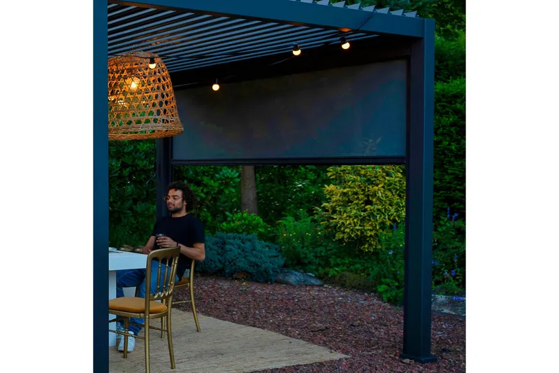 Alasvedettävä Paviljongin Seinä Mirador 4m Harmaa - Puutarhakalusteet - Aurinkosuoja - Paviljonki