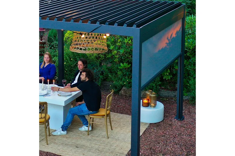 Alasvedettävä Paviljongin Seinä Mirador 4m Harmaa - Puutarhakalusteet - Aurinkosuoja - Paviljonki