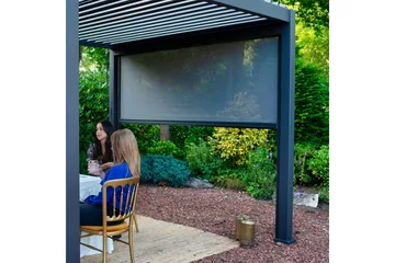 Alasvedettävä paviljongin seinä Mirador 3m Harmaa - Puutarhakalusteet - Aurinkosuoja - Paviljonki