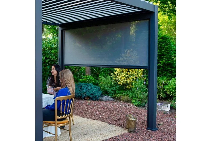 Alasvedettävä paviljongin seinä Mirador 3m Harmaa - Puutarhakalusteet - Aurinkosuoja - Paviljonki