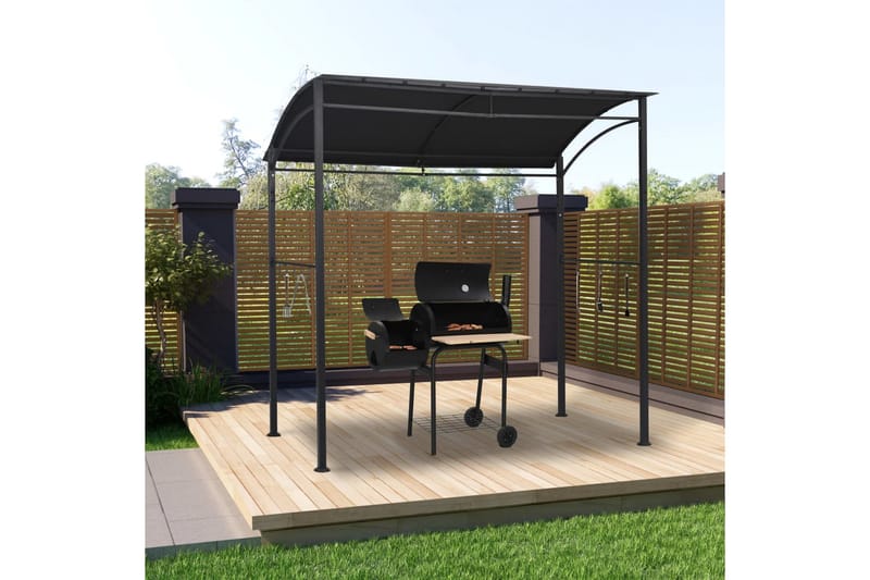 BBQ-huvimaja 215x150x220 cm antrasiitti teräs - Antrasiitti - Puutarhakalusteet - Aurinkosuoja - Paviljonki - Paviljongin katos