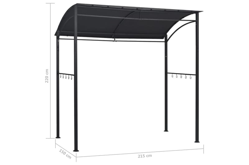 BBQ-huvimaja 215x150x220 cm antrasiitti teräs - Antrasiitti - Puutarhakalusteet - Aurinkosuoja - Paviljonki - Paviljongin katos
