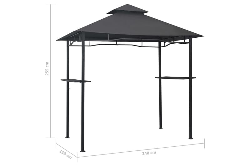 BBQ-huvimaja 240x150x255 cm antrasiitti teräs - Antrasiitti - Puutarhakalusteet - Aurinkosuoja - Paviljonki - Paviljongin katos