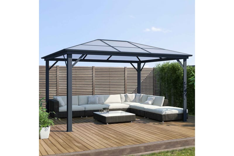 Fornorth Paviljonki 300x395x251 cm - Tumma Harmaa - Puutarhakalusteet - Aurinkosuoja - Paviljonki - Paviljonki katoksella