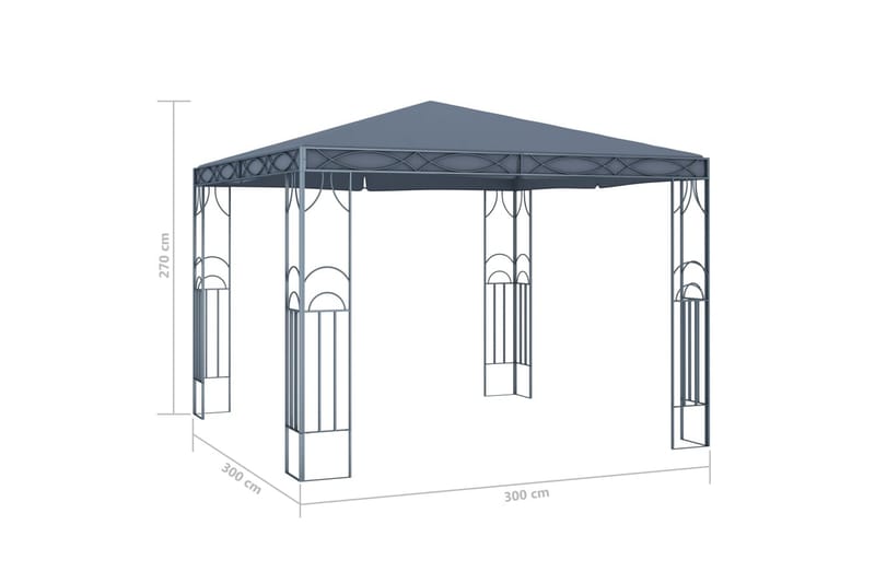 Huvimaja 300 x 300 cm antrasiitti - Antrasiitti - Puutarhakalusteet - Aurinkosuoja - Paviljonki