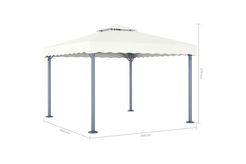 Huvimaja 300x300 cm kerma alumiini - Kerma - Puutarhakalusteet - Aurinkosuoja - Paviljonki