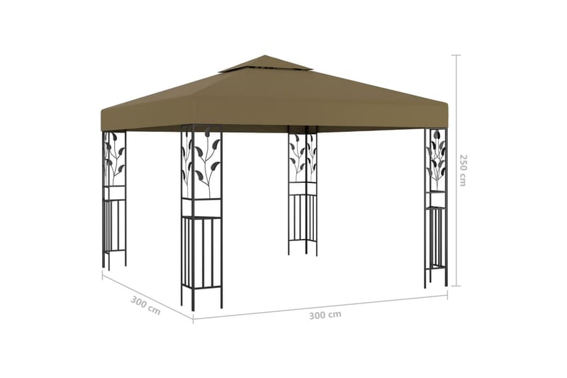 Huvimaja 3x3 m ruskeanharmaa 180 g/m² - Taupe - Puutarhakalusteet - Aurinkosuoja - Paviljonki
