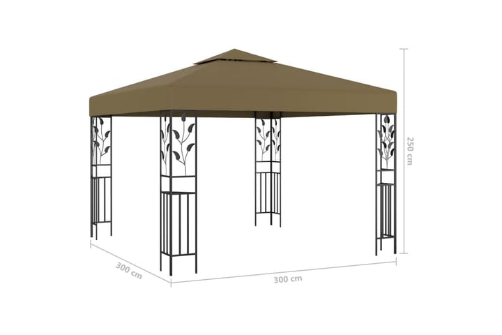 Huvimaja 3x3 m ruskeanharmaa 180 g/m² - Taupe - Paviljonki - Kokonainen paviljonki