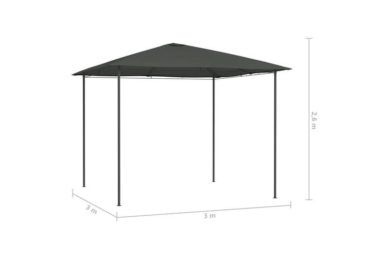 Huvimaja 3x3x2,6 m antrasiitti 160 g/m² - Puutarhakalusteet - Aurinkosuoja - Paviljonki