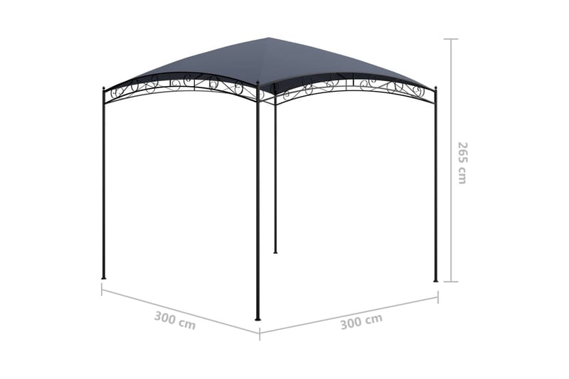 Huvimaja 3x3x2,65 m antrasiitti 180 g/m² - Puutarhakalusteet - Aurinkosuoja - Paviljonki