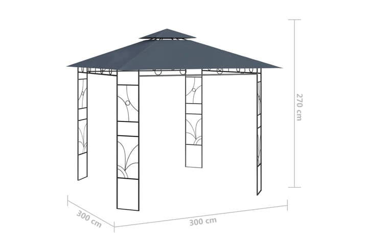Huvimaja 3x3x2,7 m antrasiitti 160 g/m² - Paviljonki - Kokonainen paviljonki