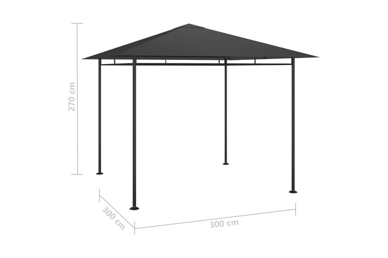 Huvimaja 3x3x2,7 m antrasiitti 180 g/m² - Antrasiitti - Puutarhakalusteet - Aurinkosuoja - Paviljonki