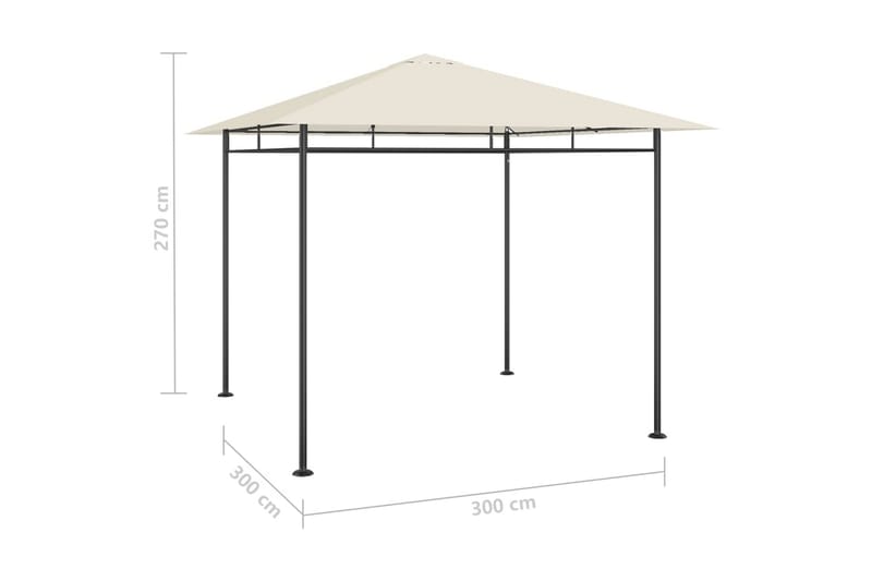 Huvimaja 3x3x2,7 m harmaanruskea 180 g/m² - Taupe - Paviljonki - Kokonainen paviljonki