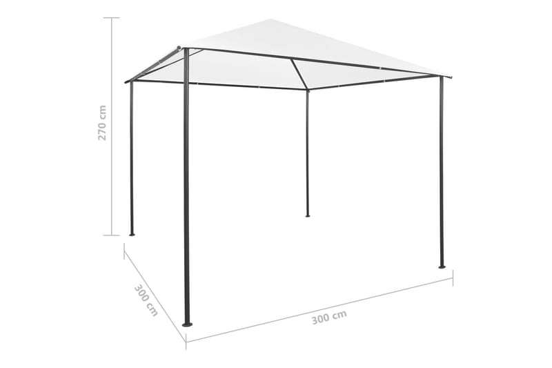Huvimaja 3x3x2,7 m valkoinen 180 g/m² - Valkoinen - Puutarhakalusteet - Aurinkosuoja - Paviljonki