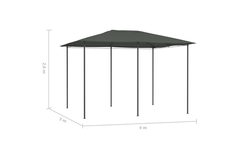 Huvimaja 3x4x2,6 m antrasiitti 160 g/m² - Puutarhakalusteet - Aurinkosuoja - Paviljonki
