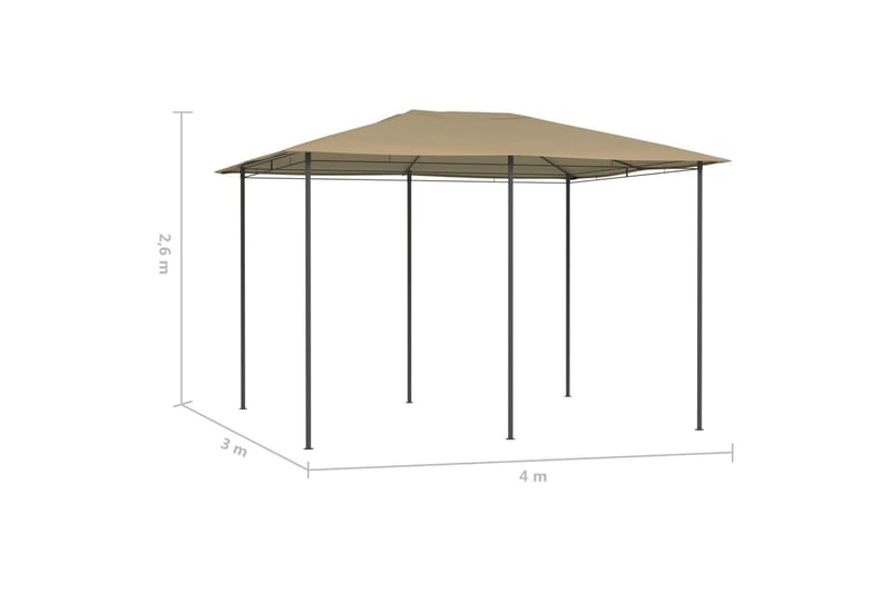 Huvimaja 3x4x2,6 m harmaanruskea 160 g/m² - Puutarhakalusteet - Aurinkosuoja - Paviljonki