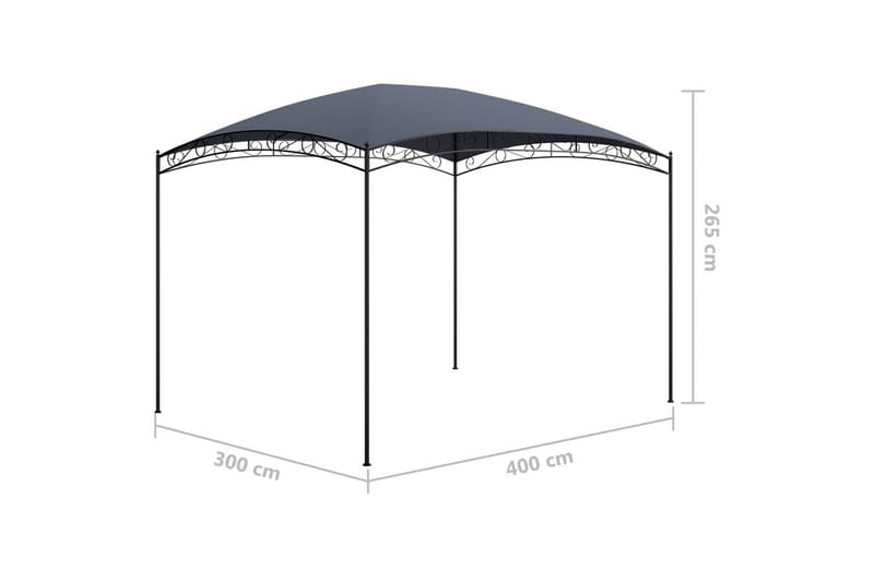 Huvimaja 3x4x2,65 m antrasiitti 180 g/m² - Paviljonki - Kokonainen paviljonki