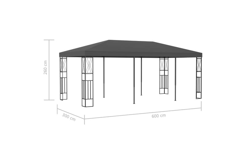 Huvimaja 3x6 m antrasiitti kangas - Puutarhakalusteet - Aurinkosuoja - Paviljonki