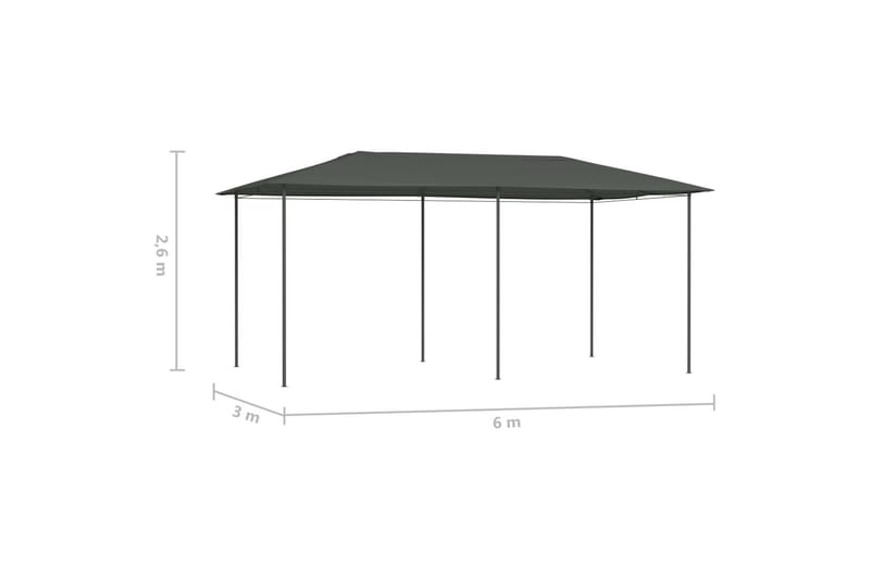 Huvimaja 3x6x2,6 m antrasiitti 160 g/m² - Puutarhakalusteet - Aurinkosuoja - Paviljonki