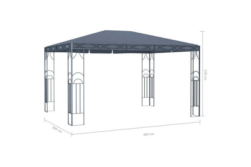 Huvimaja 400 x 300 cm antrasiitti - Antrasiitti - Puutarhakalusteet - Aurinkosuoja - Paviljonki