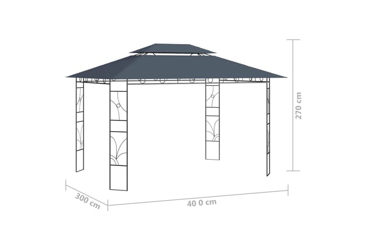 Huvimaja 4x3x2,7 m antrasiitti 160 g/m² - Paviljonki - Kokonainen paviljonki