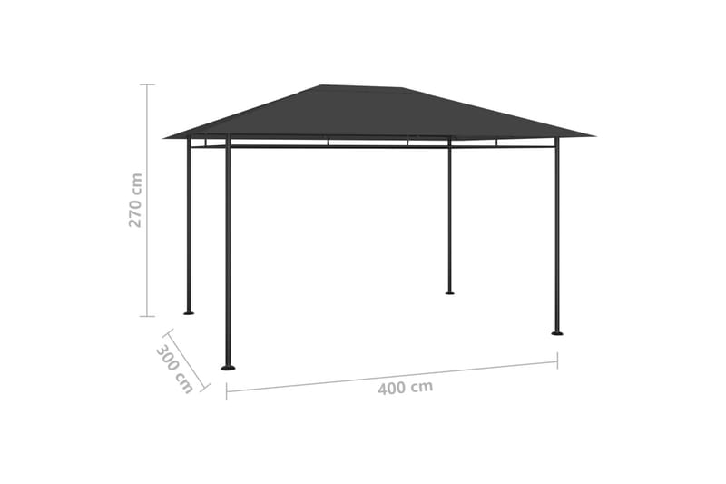 Huvimaja 4x3x2,7 m antrasiitti 180 g/m² - Antrasiitti - Puutarhakalusteet - Aurinkosuoja - Paviljonki