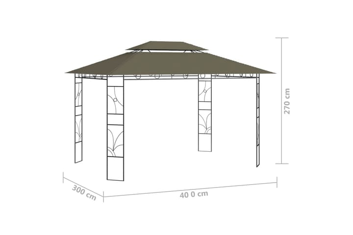 Huvimaja 4x3x2,7 m harmaanruskea 160 g/m² - Paviljonki - Kokonainen paviljonki