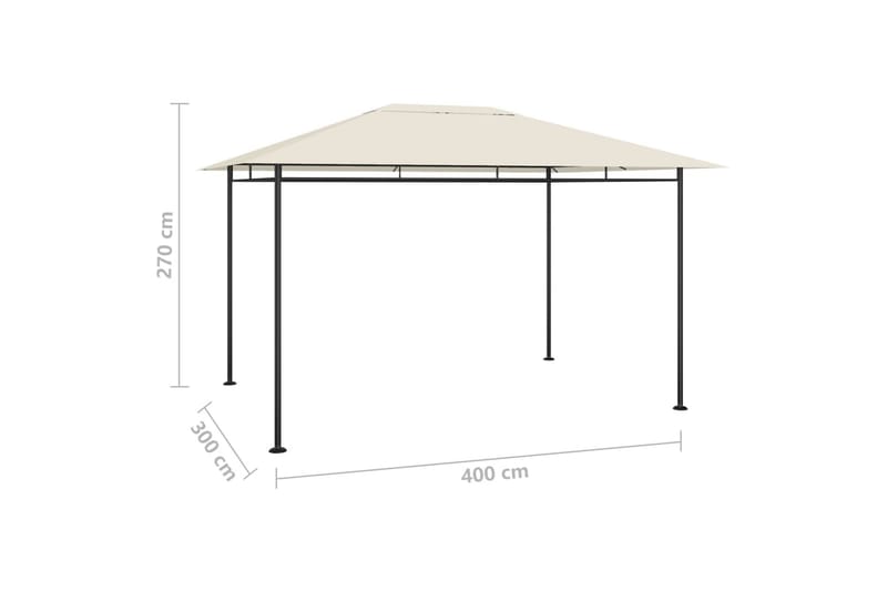 Huvimaja 4x3x2,7 m harmaanruskea 180 g/m² - Taupe - Puutarhakalusteet - Aurinkosuoja - Paviljonki