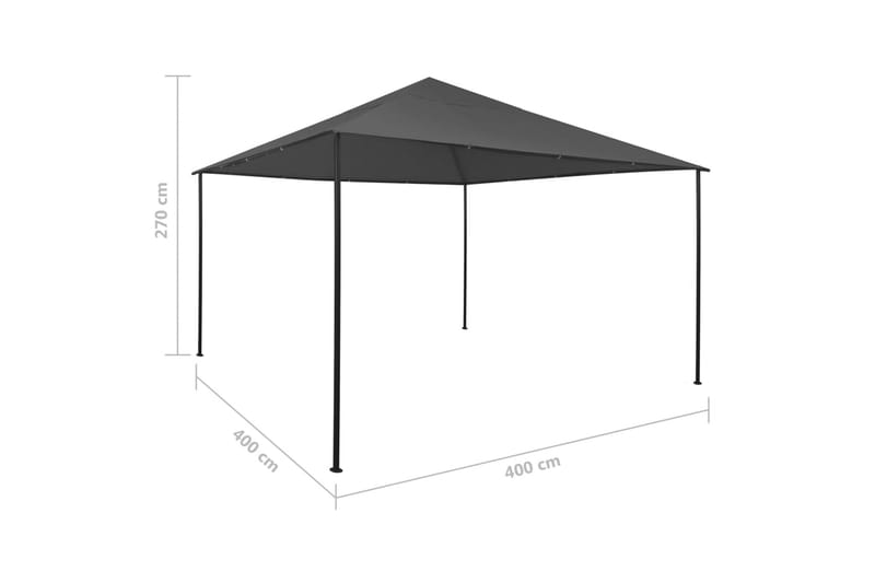 Huvimaja 4x4x2,7 m antrasiitti 180 g/m² - Antrasiitti - Puutarhakalusteet - Aurinkosuoja - Paviljonki