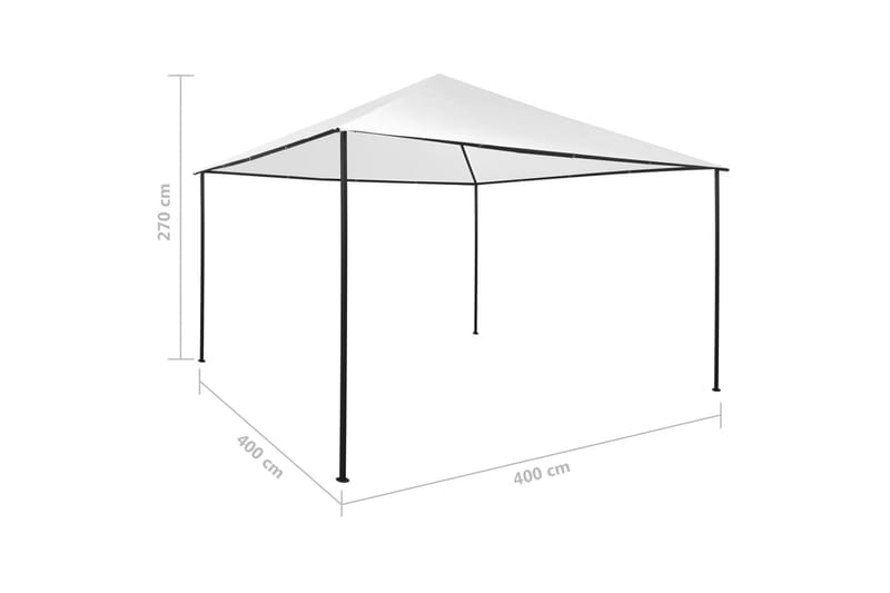 Huvimaja 4x4x2,7 m valkoinen 180 g/m² - Valkoinen - Puutarhakalusteet - Aurinkosuoja - Paviljonki