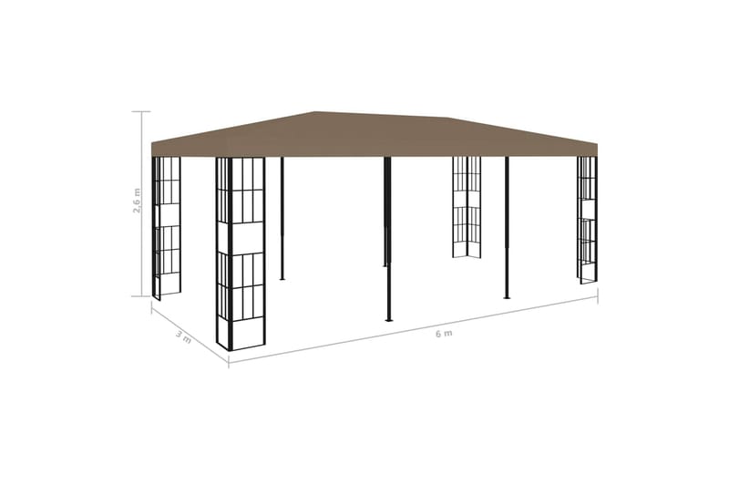 Huvimaja 6x3 m harmaanruskea - Taupe - Puutarhakalusteet - Aurinkosuoja - Paviljonki
