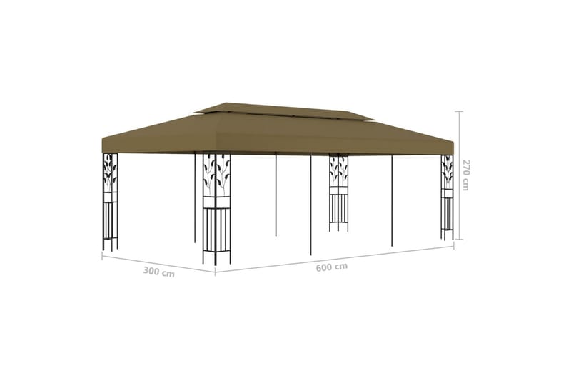 Huvimaja 6x3 m ruskeanharmaa 180 g/mÂ² - Taupe - Puutarhakalusteet - Aurinkosuoja - Paviljonki