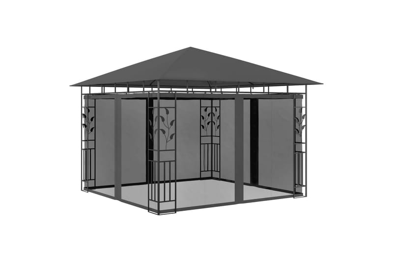 Huvimaja hyttysverkolla 3x3x2,73 m antrasiitti 180 g/m² - Puutarhakalusteet - Aurinkosuoja - Paviljonki