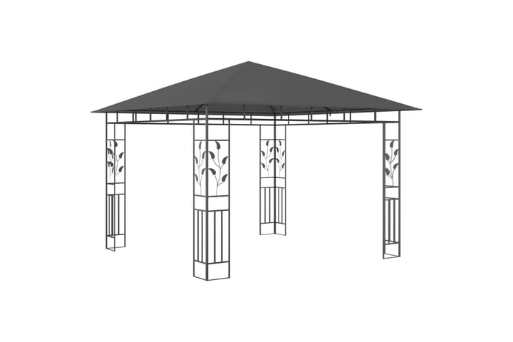 Huvimaja hyttysverkolla 3x3x2,73 m antrasiitti 180 g/m² - Paviljonki - Kokonainen paviljonki