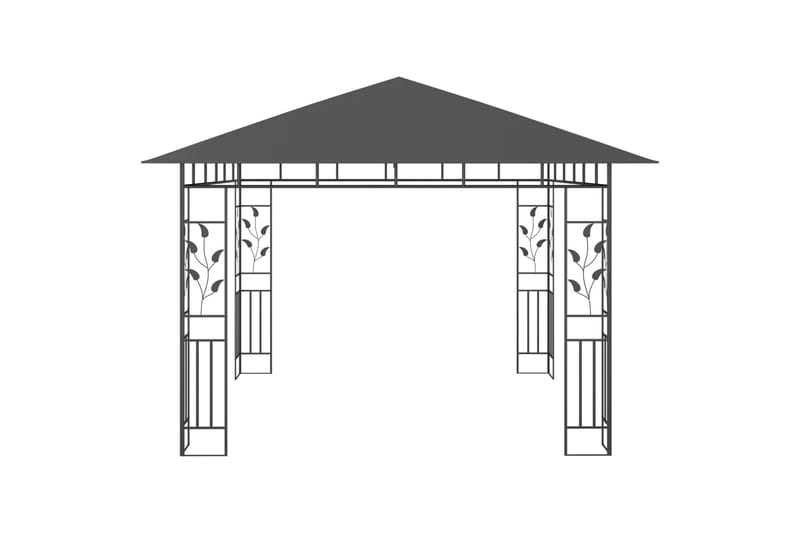 Huvimaja hyttysverkolla 3x3x2,73 m antrasiitti 180 g/m² - Puutarhakalusteet - Aurinkosuoja - Paviljonki