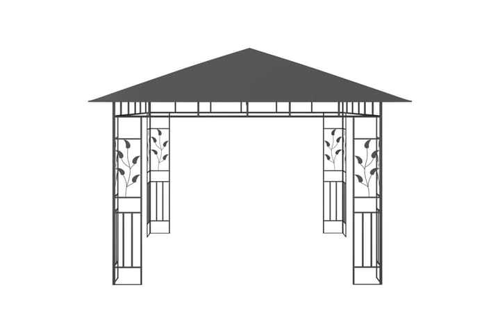 Huvimaja hyttysverkolla 3x3x2,73 m antrasiitti 180 g/m² - Paviljonki - Kokonainen paviljonki