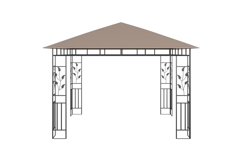 Huvimaja hyttysverkolla 3x3x2,73 m harmaanruskea 180 g/m² - Taupe - Puutarhakalusteet - Aurinkosuoja - Paviljonki