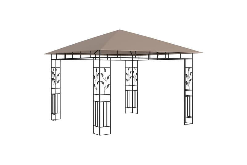 Huvimaja hyttysverkolla 3x3x2,73 m harmaanruskea 180 g/m² - Taupe - Puutarhakalusteet - Aurinkosuoja - Paviljonki