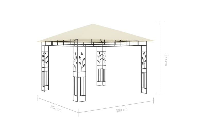 Huvimaja hyttysverkolla 3x3x2,73 m kerma 180 g/m² - Puutarhakalusteet - Aurinkosuoja - Paviljonki
